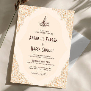Convites Monograma de Casamento Islâmico com Creme de Frame