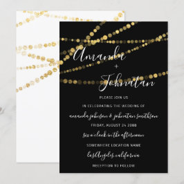 Convites Monograma de Casamento Luz Branca Dourada Nova Ten