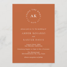 Monograma de Casando Mínimo Laranja Queimado