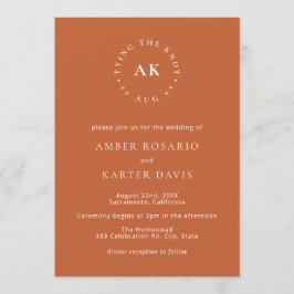 Convites Monograma de Casando Mínimo Laranja Queimado