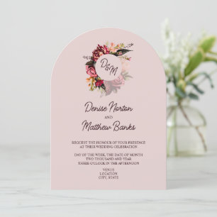 Convites Monograma de Chrysanthemum em Mauve Chalk