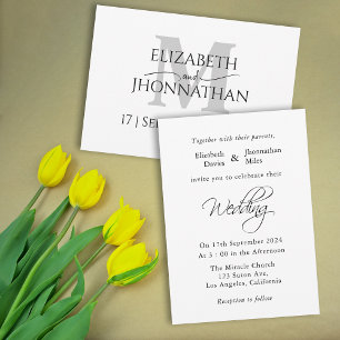 Convites Monograma de Cinzas Caseira Moderna Minimalista