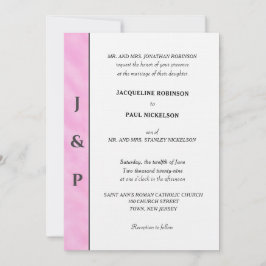 Convites Monograma de Cinzas de Aquarela Rosa-Rosa Minimiza