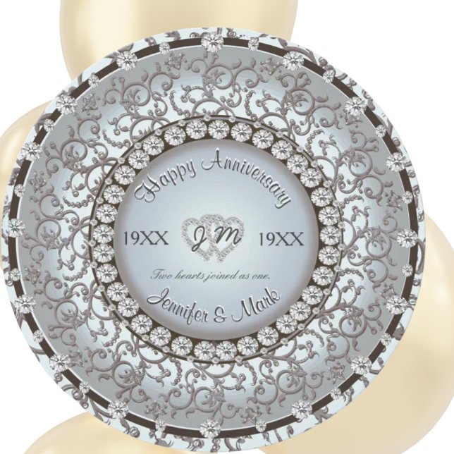 Convites Monograma de Diamante de Aniversário Ornamental (Criador carregado)