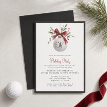 Monograma de Festa de Natal de Bola de Golfe em Aq