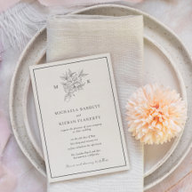 Monograma de Flor Botânica Tradicional Casamento 