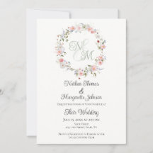 Monograma de Floral de Aquarela para Casamento