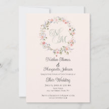 Monograma de Floral em Aquarela para Casamento