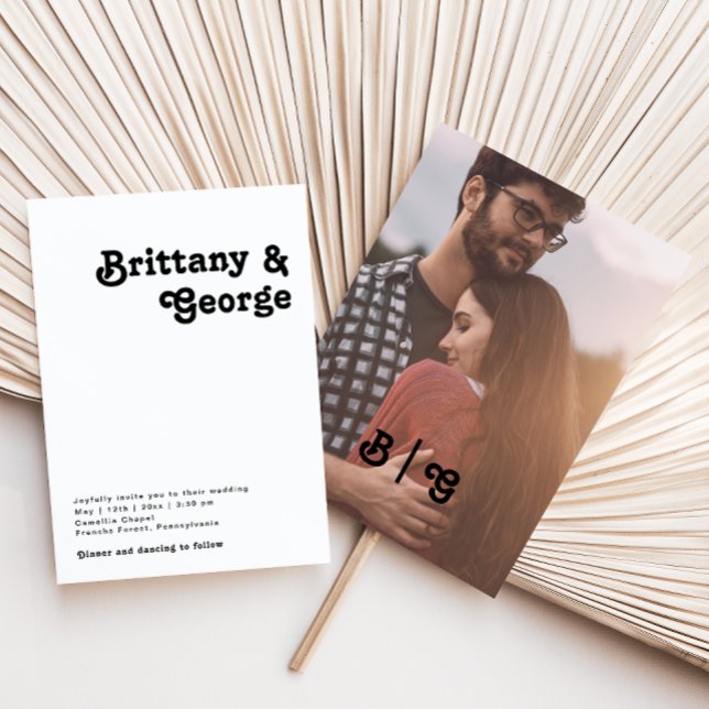 Convites Monograma de Fotografia Casual com Letra Moderna (Criador carregado)