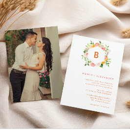 Convites Monograma de Fotografia de Casamento com Aquarela 