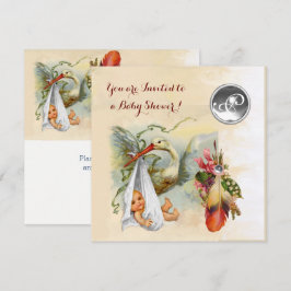 CONVITES MONOGRAMA DE GEMSTONE BRANCA COM CHÁ DE FRALDAS DE