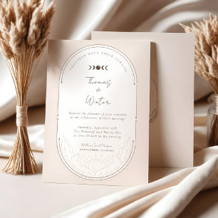 Convites Monograma de Lua e Estrelas Holísticas Mínimas