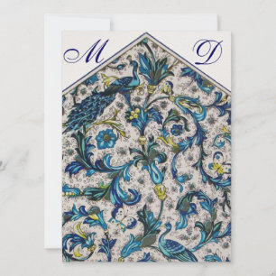 CONVITES MONOGRAMA DE NOIVA COM FLORAL AZUL ELEGANTE