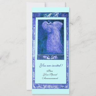 Convites MONOGRAMA DE NOIVAÇO AMOR PAVÃO ,azul branco