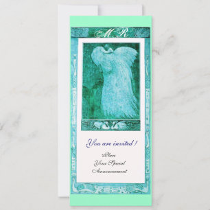 Convites MONOGRAMA DE NOIVAÇO AMOR PAVÃO ,azul branco