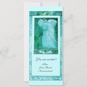 Convites MONOGRAMA DE NOIVAÇO AMOR PAVÃO ,azul branco