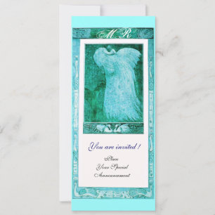 Convites MONOGRAMA DE NOIVAÇO AMOR PAVÃO ,azul branco