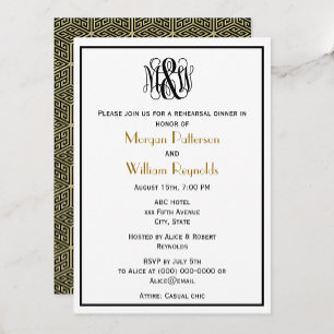 Convites Monograma de Script de Vinha Preta DIY BG Ensaio G