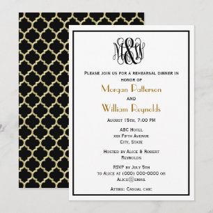 Convites Monograma de Script de Vinha Preta DIY BG Ensaio m