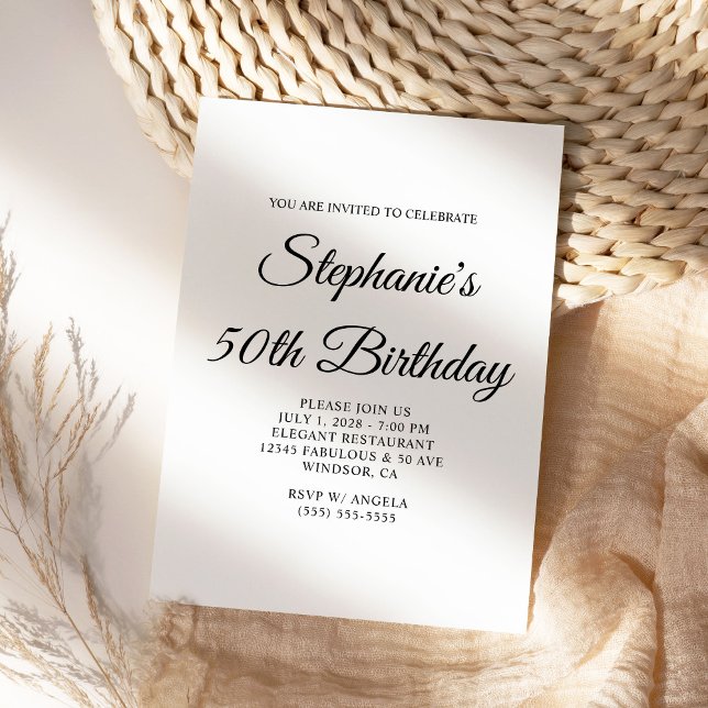 Convites Monograma de Script Elegante 50º Aniversário (Create your own modern 50th Birthday invite.)