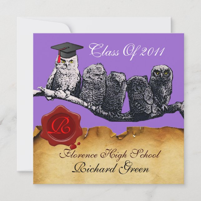 CONVITES MONOGRAMA DE SEAL DE PARCHIMENTO DE GRADUAÇÃO DO P (Frente)