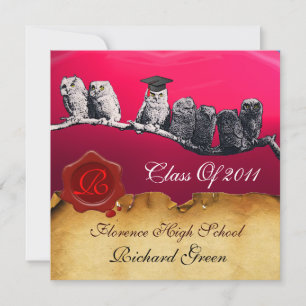 CONVITES MONOGRAMA DE SELLO DE CERA DE PERGAMINO DE GRADUAÇ