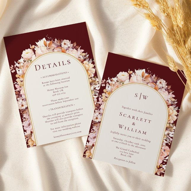 Convites Monograma do Arco da Borgonha de Outono, Tudo Em U (Criador carregado)