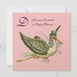 Convites MONOGRAMA DO CHÁ DE FRALDAS DE ARMAZENAMENTO, metá