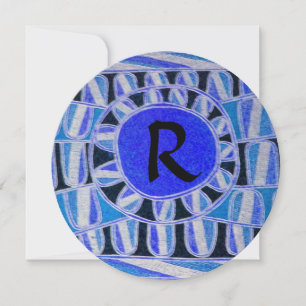 Convites MONOGRAMA DO CÍRCULO SOLAR SUN, azul preto