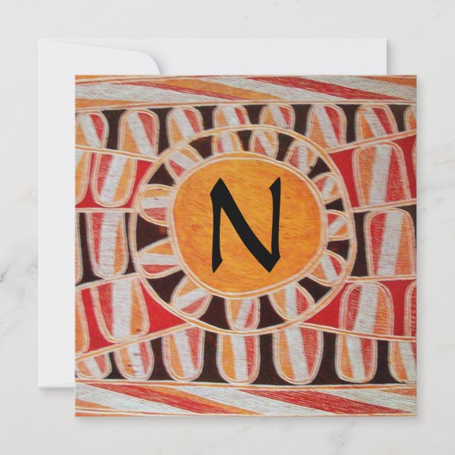 Convites MONOGRAMA DOURADA SOLAR, cor de laranja amarelo br (Frente)