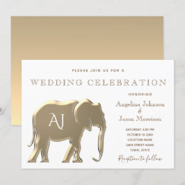 Convites Monograma Dourado Casamento