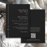 Convites Monograma Elegante Clássico Simples Casamento de C<br><div class="desc">Simples, elegante e saboroso, este clássico design de convite de casamento preto apresenta uma fina linha de fronteira ao longo da borda esquerda com a noiva e o monograma do noivo. Uma combinação de fontes serif elegantes de eterno emparelhada com uma fonte de script tradicional é usada para os nomes...</div>
