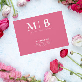 Convites Monograma elegante e simples cor-de-rosa sem convi