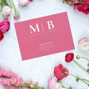 Convites Monograma elegante e simples cor-de-rosa sem convi