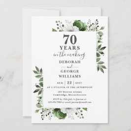 Convites Monograma Floral Aniversário de Casamento de 70 an
