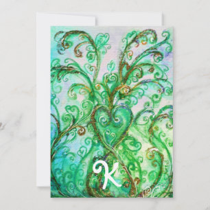 CONVITES MONOGRAMA FLORAL CORAÇÃO FLORESCÊNCIAS VERDES CAPR