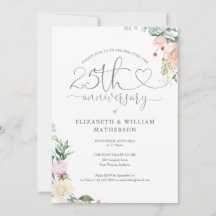 Monograma Floral de Coração de Aniversário de 25 A