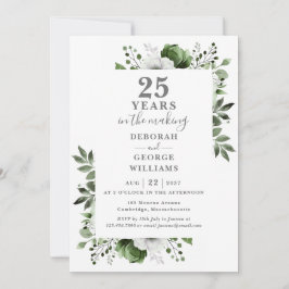 Convites Monograma Floral do Aniversário de Casamento de 25