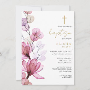 Convites Monograma Floral Transparente Rosa Empoeirado Bati