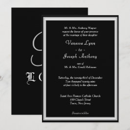Convites Monograma Formal Preto Branco