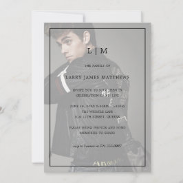 Convites Monograma Foto Moderna Celebração da Vida