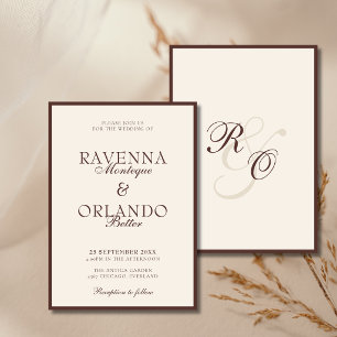 Convites Monograma Glam Ivory Chocolate Casamento Old Mon