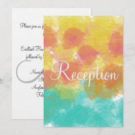 Convites Monograma Gouache Watercolor Azul Rosa Amarelo