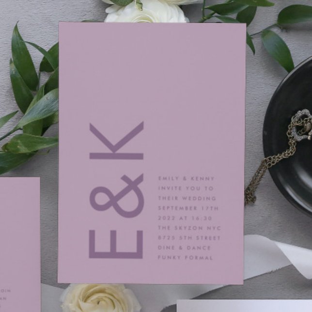 Convites Monograma Grande, Grande e Grande, Grande, Rosa Ro (Invitation showcasing suite - additional items (bought separately))