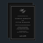 Convites Monograma Inaugura Casamento de Quadro Negro<br><div class="desc">Este convite de casamento de preto-e-branco eterno exude elegância e sofisticação. Na sua peça central, um belo monograma apresenta as iniciais do casal em uma cinza de luz com a letra flamenga. A paleta monocromática melhora o charme minimalista do convite, permitindo que os detalhes intrincados da escritura ganhem palco central,...</div>