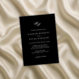 Convites Monograma inicial Casamento preto e branco