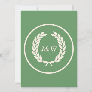 Convites Monograma Laurel Leaf Wreath