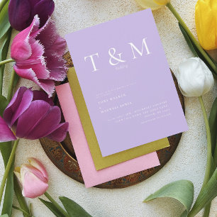 Convites Monograma Lilac Moderno Sem Casamento de Pais