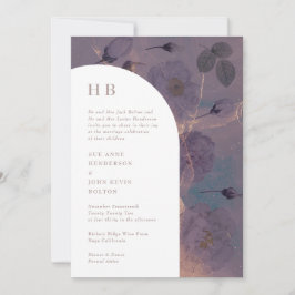 Convites Monograma Luxo Elegante Arco Floral de Boho Leve