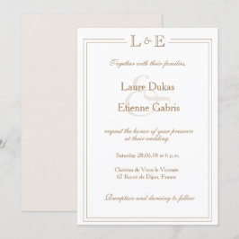 Convites Monograma, marfim branco e casamento moderno